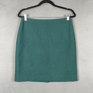 J Crew The Pencil Skirt Womens 10P Green Wool Blend Lined Classic Work HO16